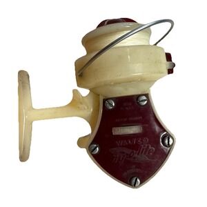 Vintage 50s Waltco Nyolite Dupont Nylon White Red Plastic Spin Cast Fishing Reel